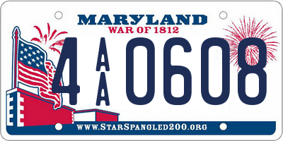 MD license plate 4AA0608