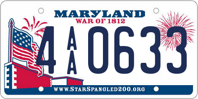 MD license plate 4AA0633
