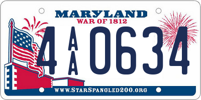 MD license plate 4AA0634