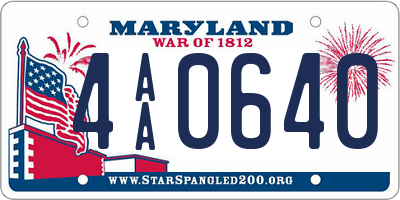 MD license plate 4AA0640