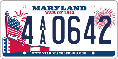 MD license plate 4AA0642