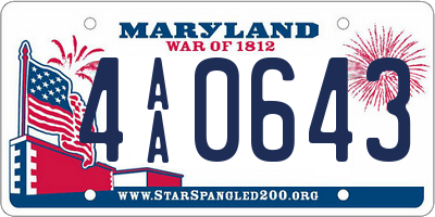 MD license plate 4AA0643