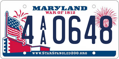 MD license plate 4AA0648