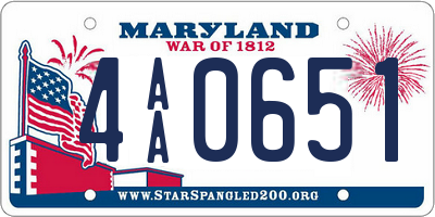 MD license plate 4AA0651