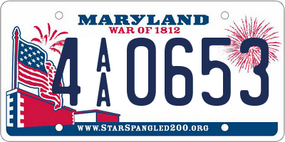 MD license plate 4AA0653