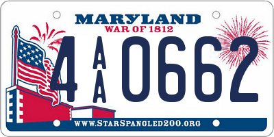 MD license plate 4AA0662