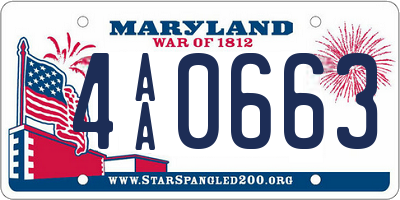 MD license plate 4AA0663