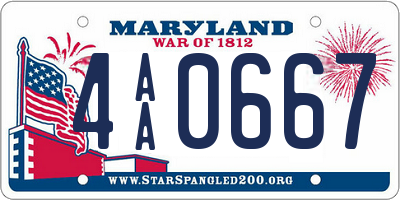 MD license plate 4AA0667