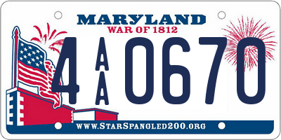 MD license plate 4AA0670