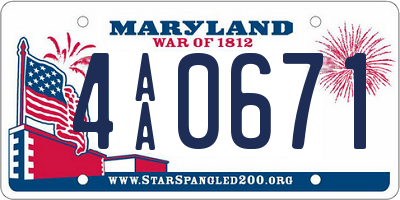 MD license plate 4AA0671