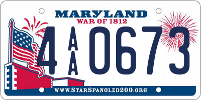 MD license plate 4AA0673