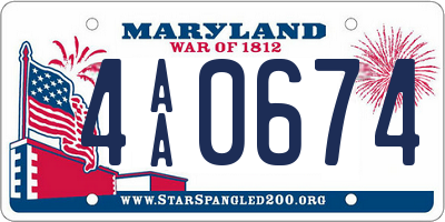 MD license plate 4AA0674