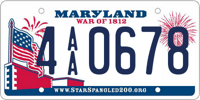 MD license plate 4AA0678