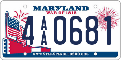 MD license plate 4AA0681