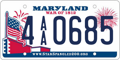 MD license plate 4AA0685