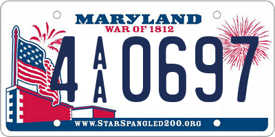 MD license plate 4AA0697