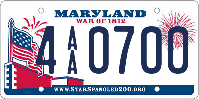 MD license plate 4AA0700