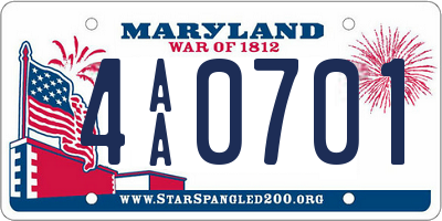 MD license plate 4AA0701