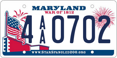 MD license plate 4AA0702