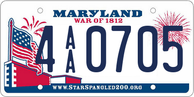 MD license plate 4AA0705