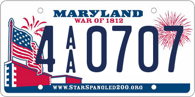 MD license plate 4AA0707