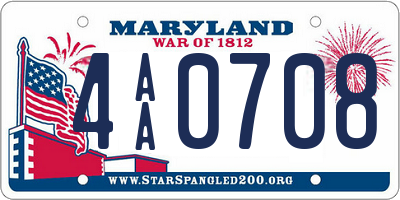 MD license plate 4AA0708