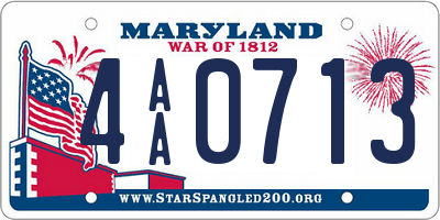 MD license plate 4AA0713