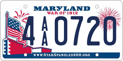 MD license plate 4AA0720