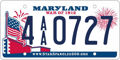 MD license plate 4AA0727