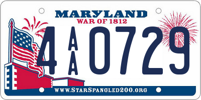 MD license plate 4AA0729