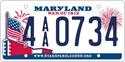 MD license plate 4AA0734