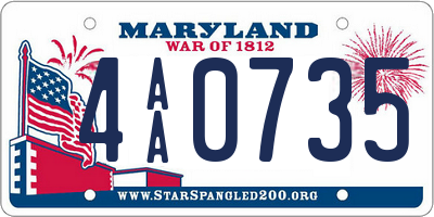 MD license plate 4AA0735