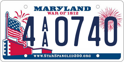 MD license plate 4AA0740