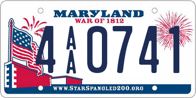 MD license plate 4AA0741