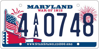 MD license plate 4AA0748