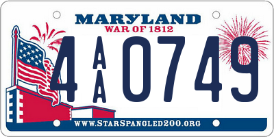 MD license plate 4AA0749