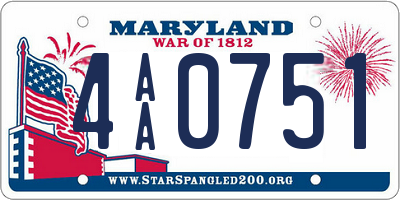 MD license plate 4AA0751