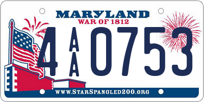 MD license plate 4AA0753