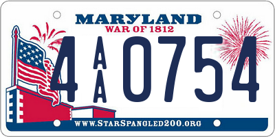 MD license plate 4AA0754