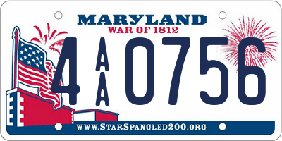 MD license plate 4AA0756