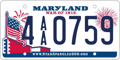 MD license plate 4AA0759