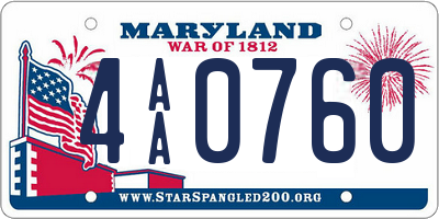 MD license plate 4AA0760