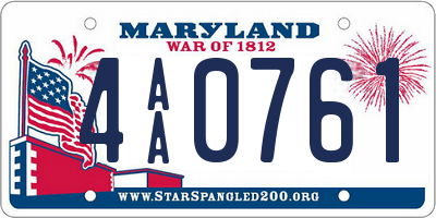 MD license plate 4AA0761