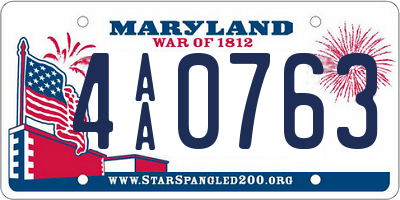 MD license plate 4AA0763