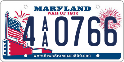 MD license plate 4AA0766