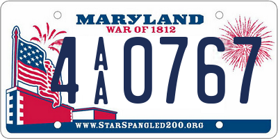 MD license plate 4AA0767