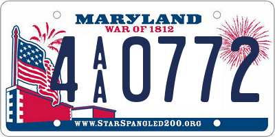 MD license plate 4AA0772