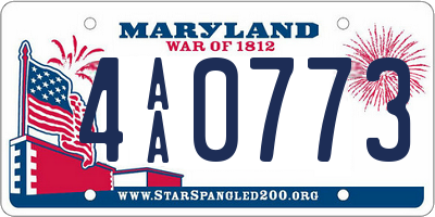 MD license plate 4AA0773