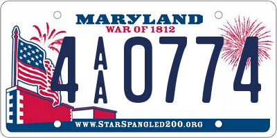 MD license plate 4AA0774