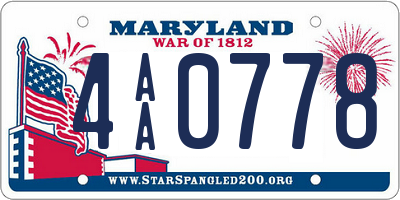 MD license plate 4AA0778